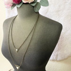 Long Brass Triangle Necklace